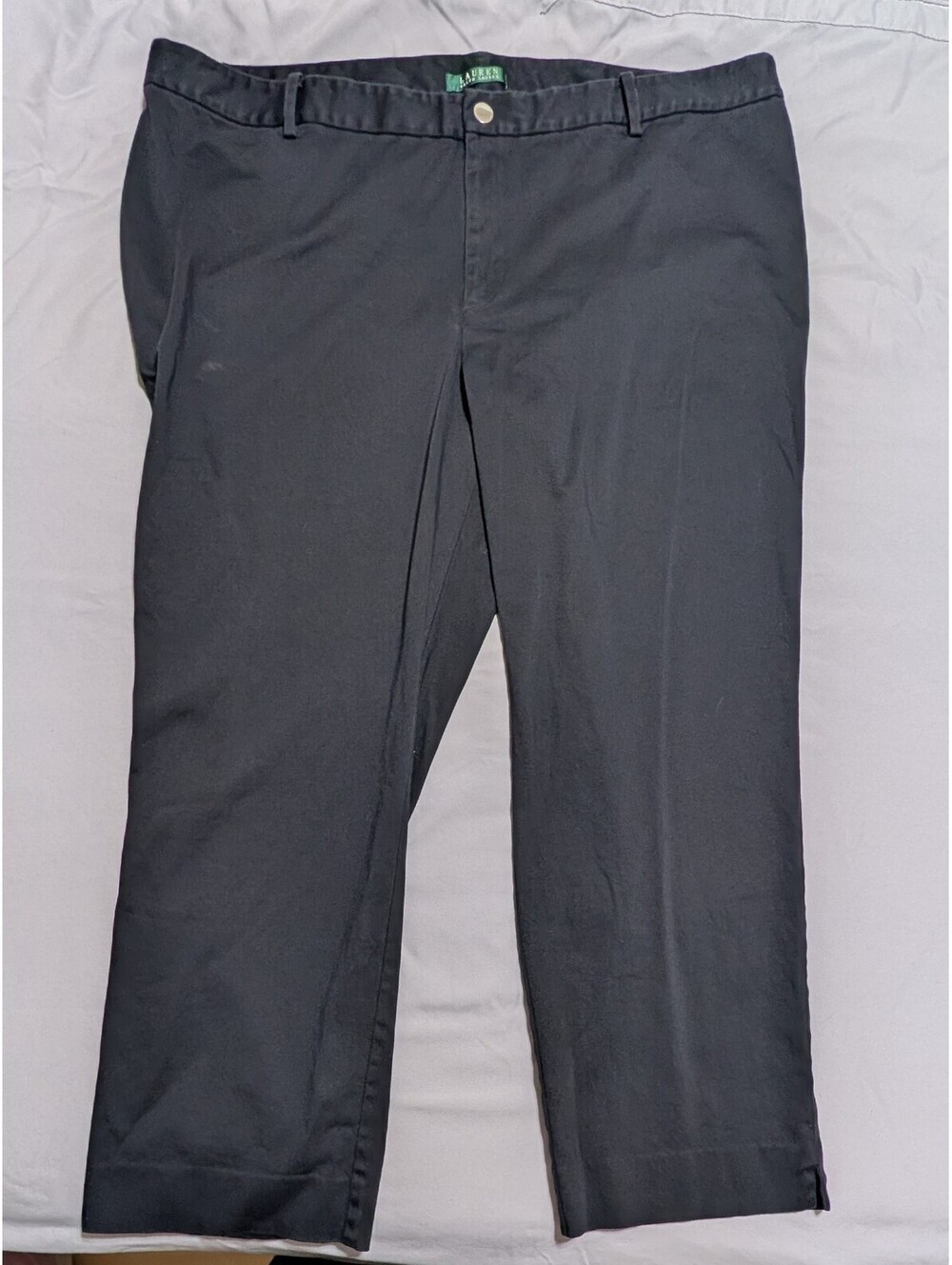 Lauren Ralph Lauren 22W Black Pants Cotton Twill Chino Trousers